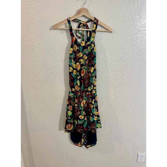 Free People Coral Tides Fruit Patterned Halter Romper Playsuit - Picture 3 of 11